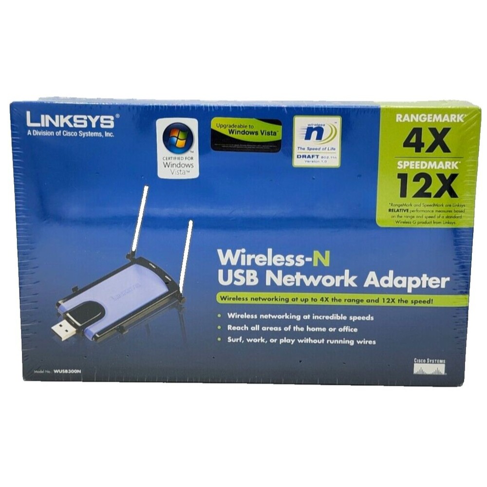 Linksys Wireless-N USB Network Adapter WUSB300N Brand New Sealed